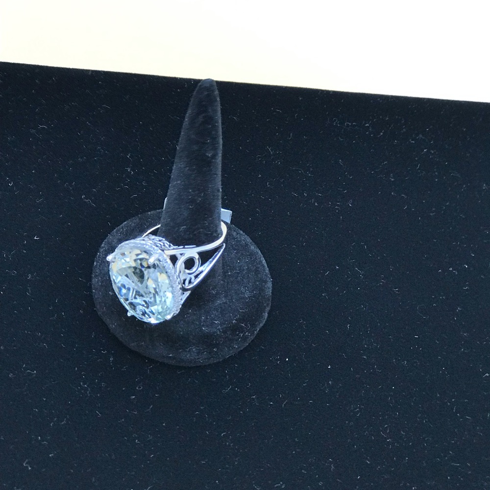 Sterling Silver Oval Prasiolite Ring.